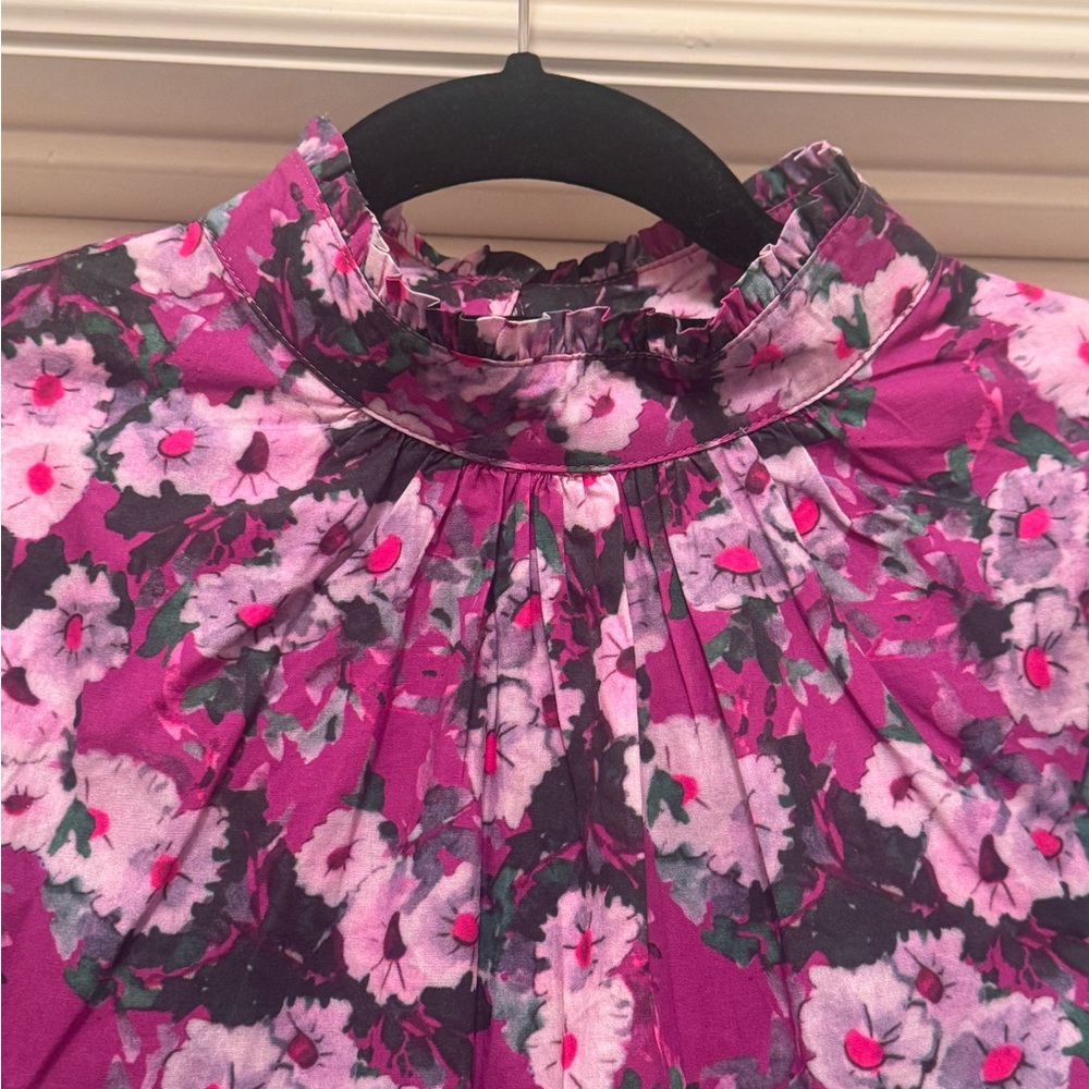 &merci Floral Puffy Sleeve Top Size Small - Picture 4 of 6